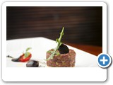 MARTI_Roger_Beef tartar, brioche croutons, black truffle, pickled shallot, cherry tomato slow roasted