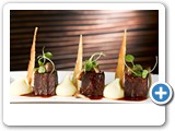 Wagyu beef check, goose liver jus, potato mash, focaccia